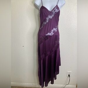 Vintage Formfit Rogers Slip Dress Lingerie Nightgown Purple Lace Asymmetrical 8